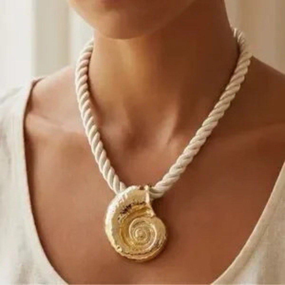 Statement Shell Rope Pendant Necklace (9704) - Picture 2 of 4